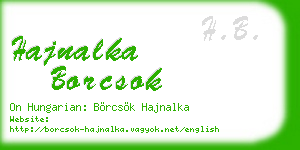 hajnalka borcsok business card